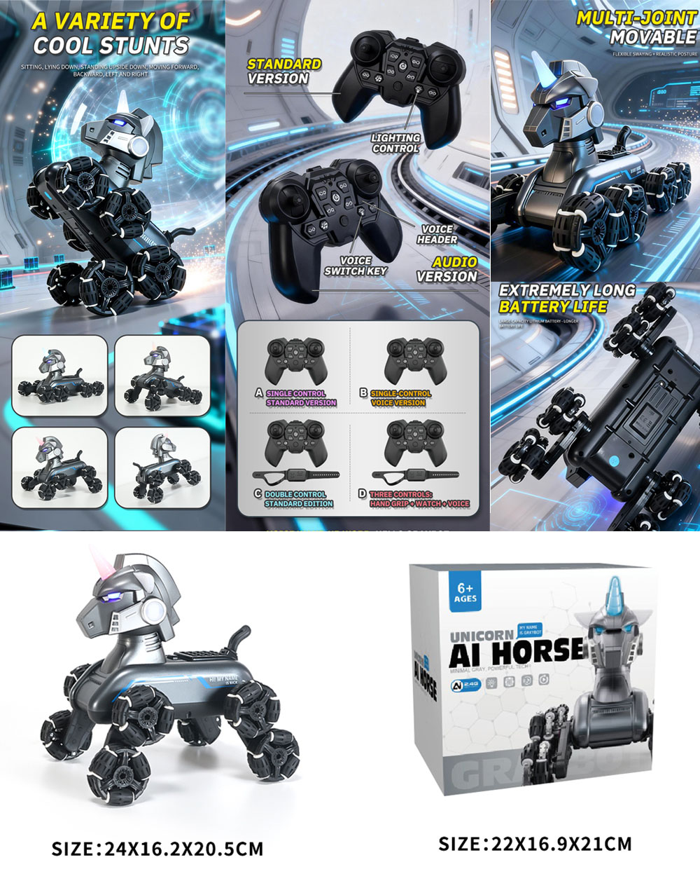 8-Wheel Omni RC Stunt Mecha Unicorn